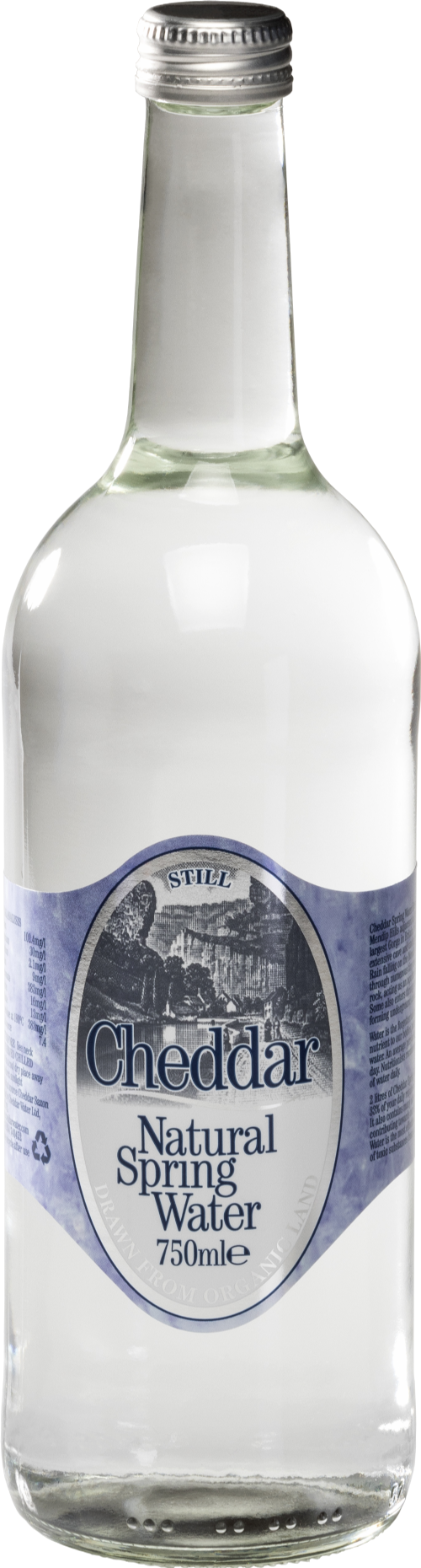 CHEDDAR Natural Spring Water - Still Glass Bottle 750ml (Pack of 12)
