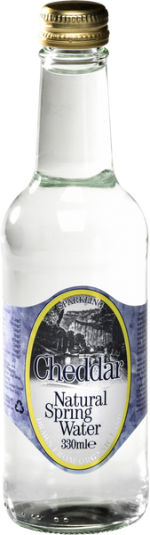 CHEDDAR Natural Spring Water - Sparkling Glass Bottle 330ml (Pack of 24)