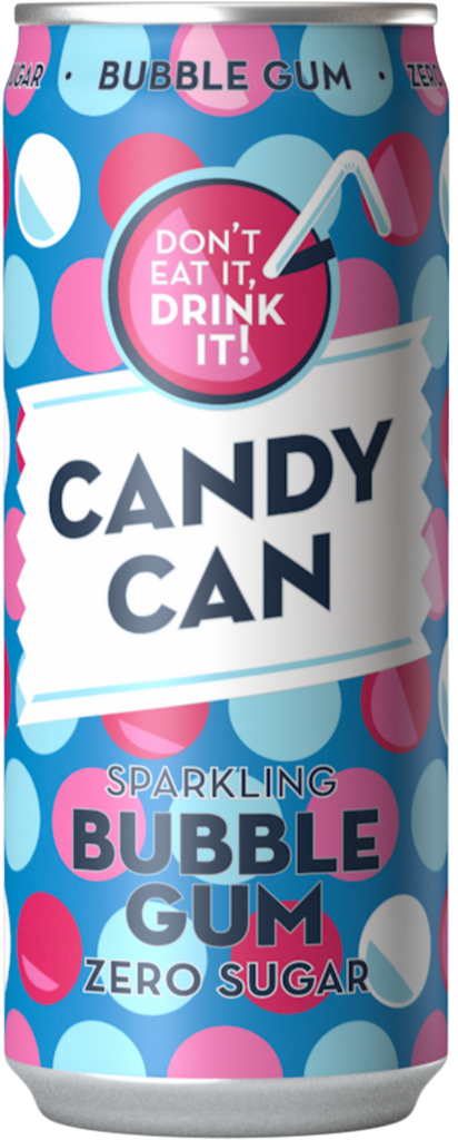 CANDY CAN Sparkling Bubble Gum Drink 330ml (Pack of 12)