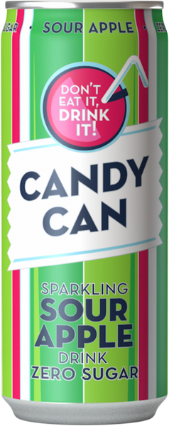 CANDY CAN Sparkling Sour Apple Drink 330ml (Pack of 12)