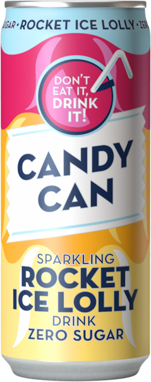 CANDY CAN Sparkling Rocket Ice Lolly Drink 330ml (Pack of 12)