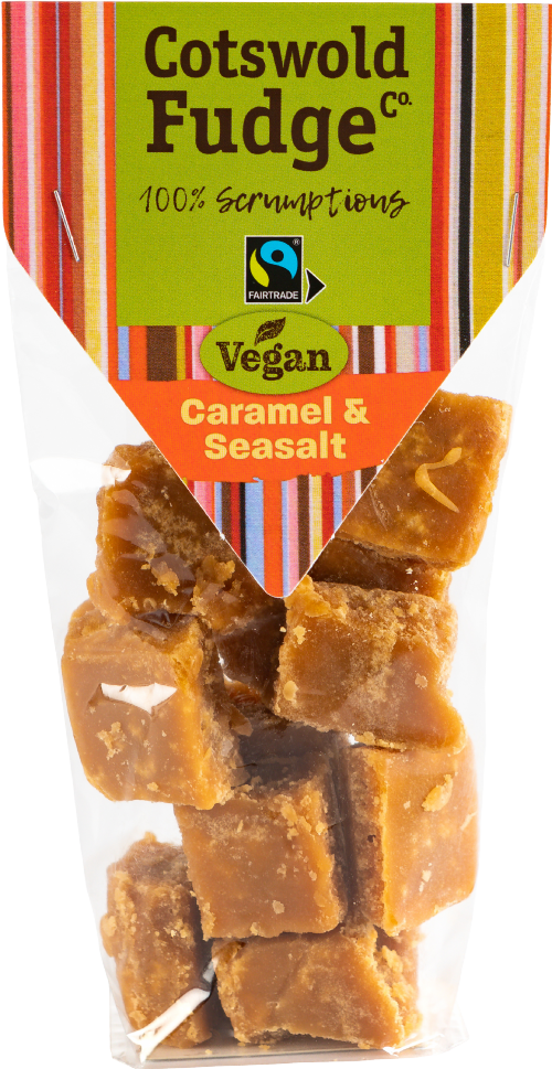 COTSWOLD FUDGE CO. Vegan Caramel & Sea Salt Fudge 150g (Pack of 12)