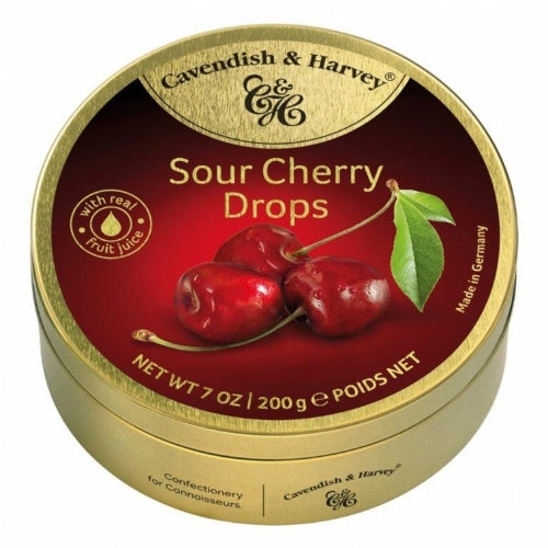 CAVENDISH & HARVEY Sour Cherry Drops 200g (Pack of 9)