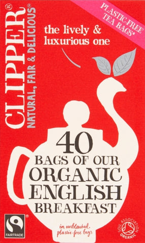 CLIPPER Fairtrade Organic English Breakfast Teabags 40's (Pack of 6)