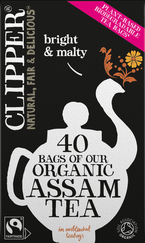 CLIPPER Fairtrade Organic Assam 40 Teabags 40's (Pack of 6)