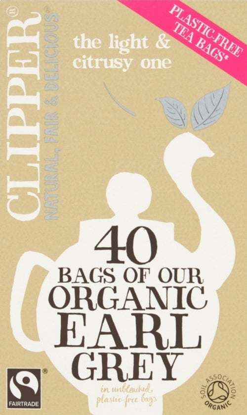 CLIPPER Fairtrade Organic Earl Grey Teabags 40's (Pack of 6)