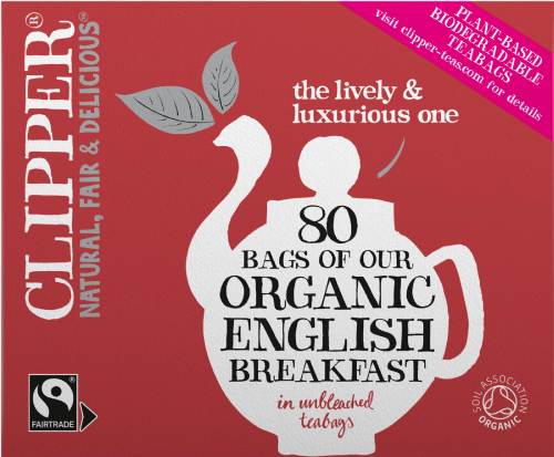 CLIPPER Organic Fairtrade English Breakfast Teabags 80's (Pack of 4)