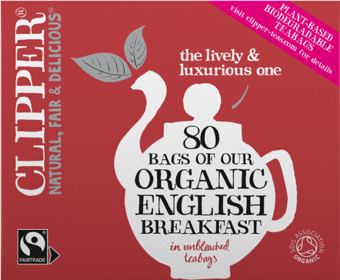 CLIPPER Organic Fairtrade English Breakfast Teabags 80's (Pack of 4)