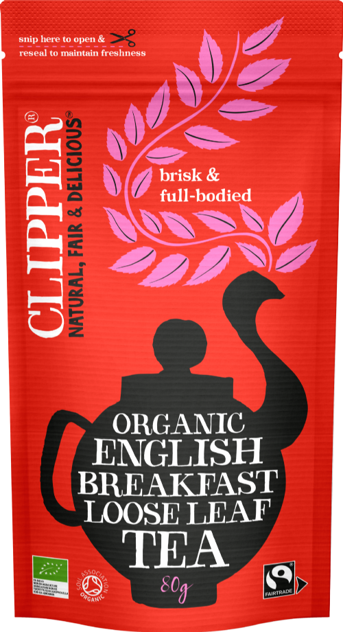 CLIPPER Organic English Breakfast Loose Leaf Tea - Pouch 80g (Pack of 6)