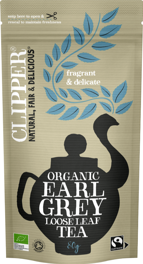 CLIPPER Organic Earl Grey Loose Leaf Tea - Pouch 80g (Pack of 6)