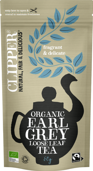 CLIPPER Organic Earl Grey Loose Leaf Tea - Pouch 80g (Pack of 6)