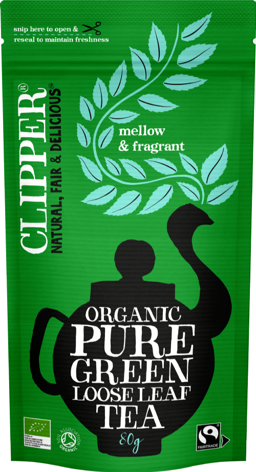 CLIPPER Organic Pure Green Loose Leaf Tea - Pouch 80g (Pack of 6)