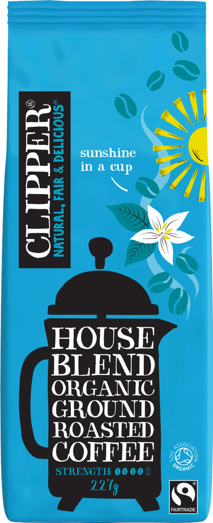 CLIPPER House Blend Organic Ground Roasted Coffee 227g (Pack of 8)