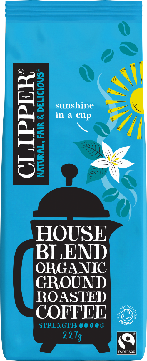 CLIPPER House Blend Organic Ground Roasted Coffee 227g (Pack of 8)