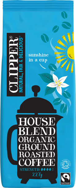 CLIPPER House Blend Organic Ground Roasted Coffee 227g (Pack of 8)