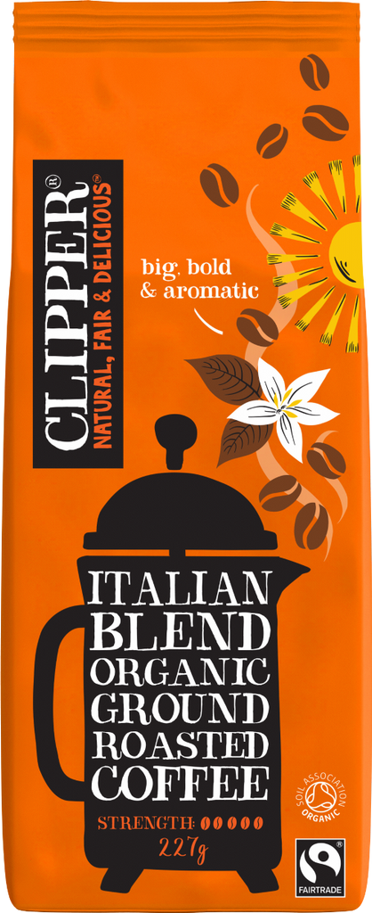 CLIPPER Italian Blend Organic Roasted Coffee 227g (Pack of 8)