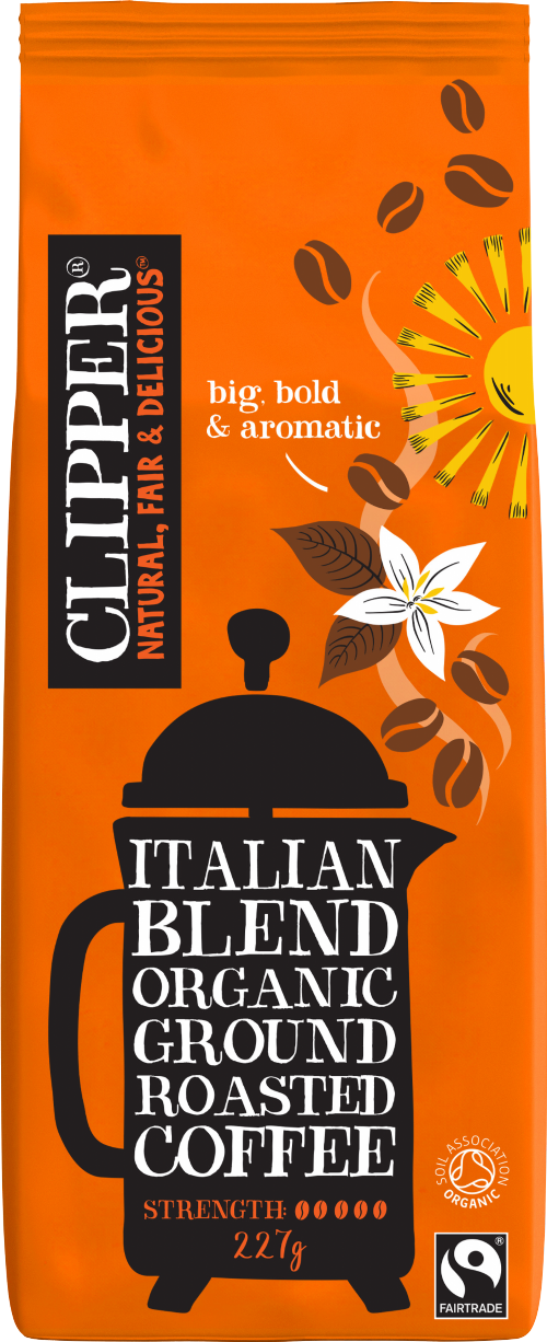 CLIPPER Italian Blend Organic Roasted Coffee 227g (Pack of 8)