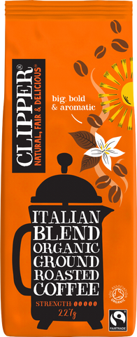 CLIPPER Italian Blend Organic Roasted Coffee 227g (Pack of 8)