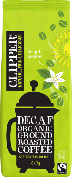 CLIPPER Decaf Organic Ground Roast Coffee 227g (Pack of 8)