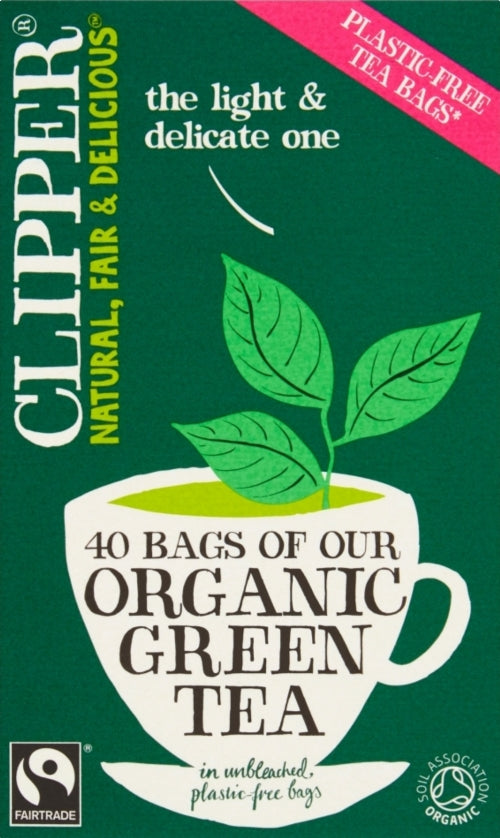 CLIPPER Organic Fairtrade Pure Green Tea Bags 40's (Pack of 6)