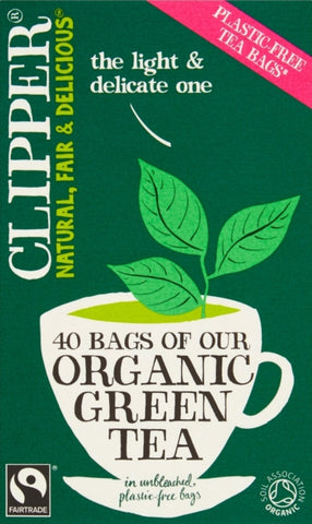 CLIPPER Organic Fairtrade Pure Green Tea Bags 40's (Pack of 6)