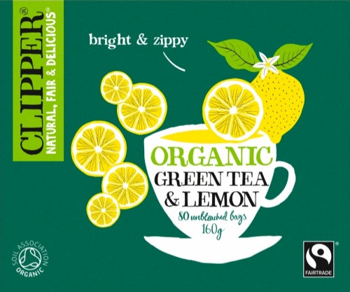 CLIPPER Organic Fairtrade Lemon Green Teabags 80's (Pack of 4)