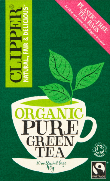 CLIPPER Organic Fairtrade Pure Green Tea Teabags 20's (Pack of 6)