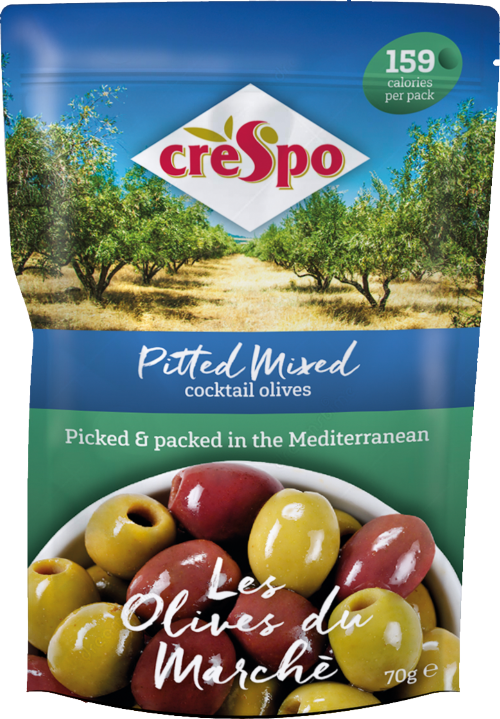 CRESPO Pitted Mixed Cocktail Olives 70g (Pack of 8)