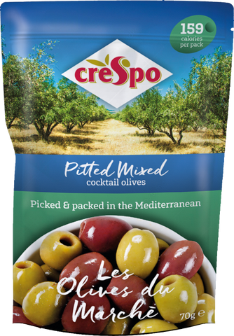 CRESPO Pitted Mixed Cocktail Olives 70g (Pack of 8)