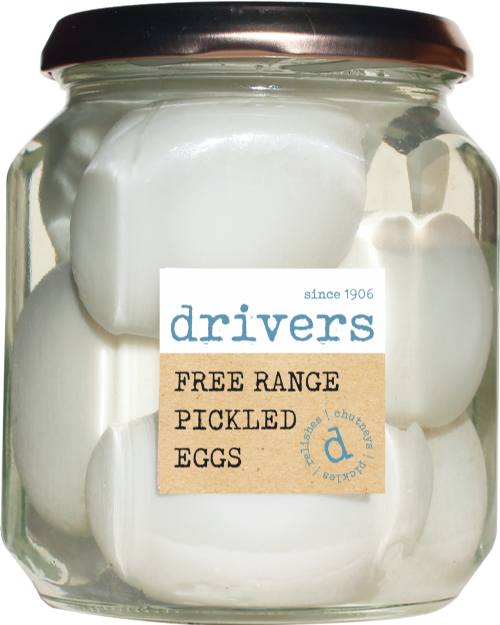 DRIVER'S Free Range Pickled Eggs/Distilled Malt Vinegar 550g (Pack of 6)