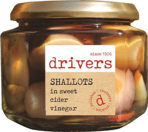 DRIVER'S Shallots in Sweet Cider Vinegar 350g (Pack of 6)