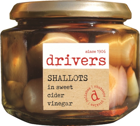 DRIVER'S Shallots in Sweet Cider Vinegar 350g (Pack of 6)