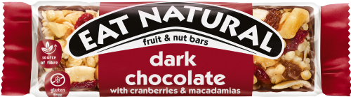 EAT NATURAL Dark Choc Bar with Cranberries & Macadamias 40g (Pack of 12)