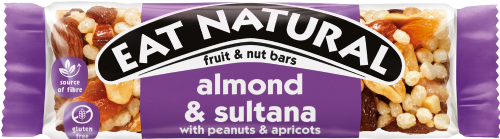 EAT NATURAL Almond & Sultana Bar with Peanuts & Apricots 40g (Pack of 12)