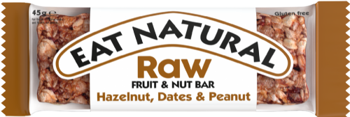 EAT NATURAL Raw Fruit & Nut Bar Hazelnut, Dates & Peanut 45g (Pack of 12)