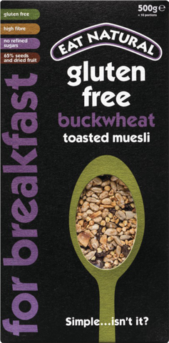 EAT NATURAL Gluten Free Toasted Muesli - Buckwheat 500g (Pack of 5)