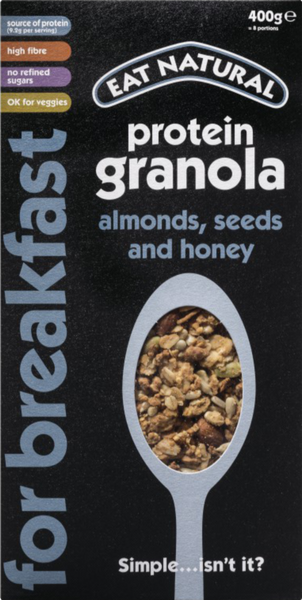 EAT NATURAL Protein Granola - Almonds, Seeds & Honey 400g (Pack of 5)