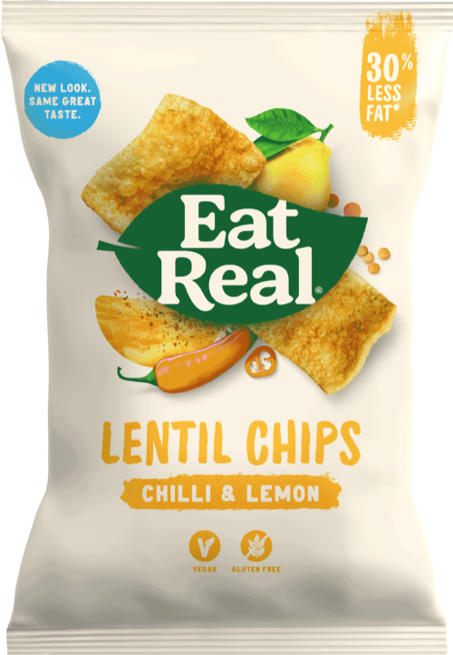 EAT REAL Lentil Chips - Chilli & Lemon 22g (Pack of 24)