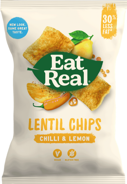 EAT REAL Lentil Chips - Chilli & Lemon 22g (Pack of 24)