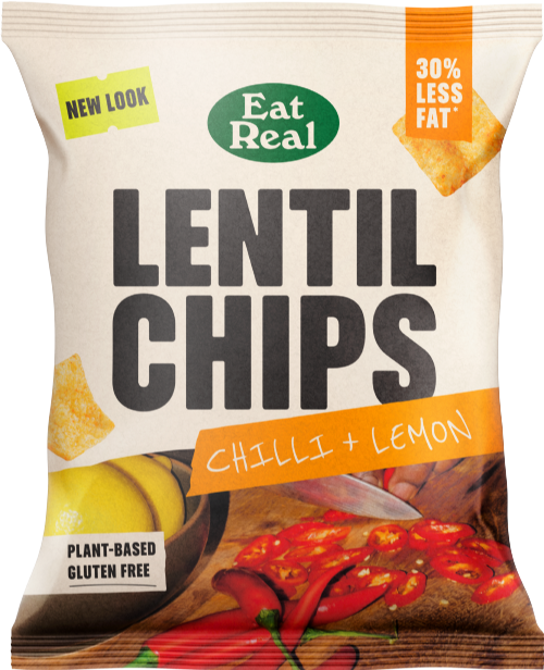 EAT REAL Lentil Chips - Chilli & Lemon 40g (Pack of 18)