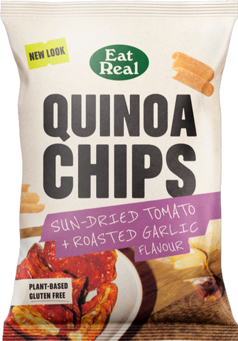 EAT REAL Quinoa Chips - Sundried Tomato & Roasted Garlic 90g (Pack of 10)