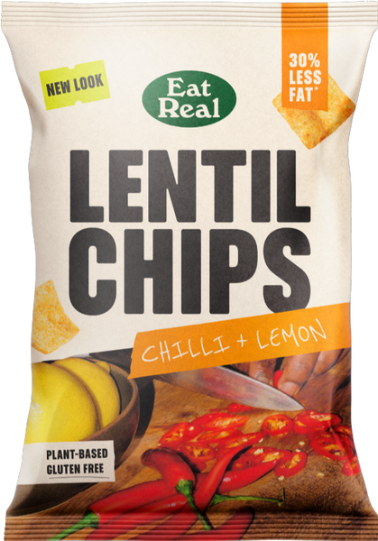 EAT REAL Lentil Chips - Chilli & Lemon 95g (Pack of 10)
