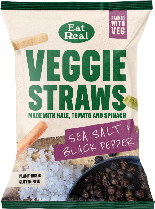 EAT REAL Veggie Straws - Sea Salt Black Pepper 110g (Pack of 10)