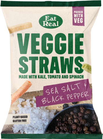 EAT REAL Veggie Straws - Sea Salt Black Pepper 110g (Pack of 10)