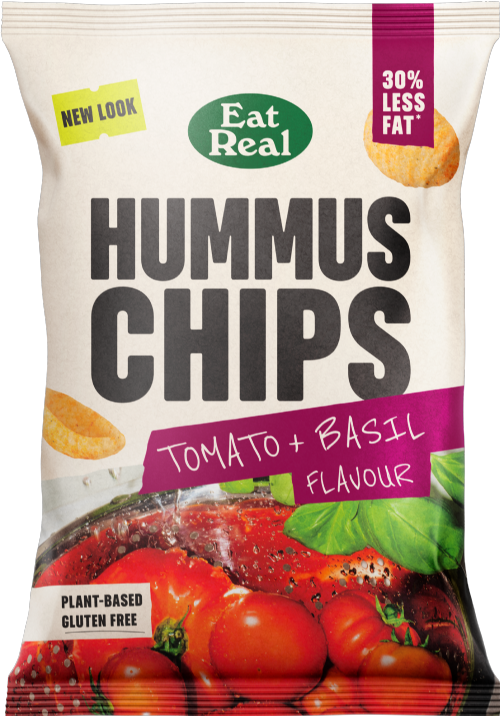 EAT REAL Hummus Chips - Tomato & Basil 110g (Pack of 10)