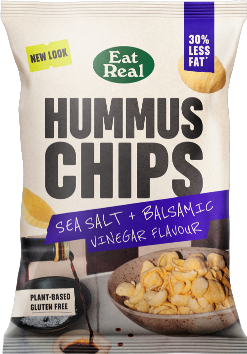 EAT REAL Hummus Chips - Sea Salt & Balsamic Vinegar 110g (Pack of 10)