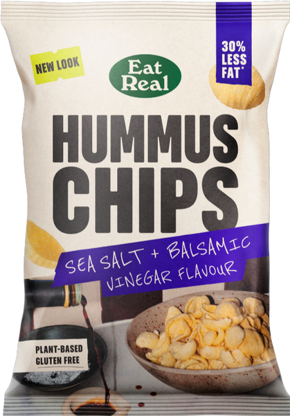 EAT REAL Hummus Chips - Sea Salt & Balsamic Vinegar 110g (Pack of 10)