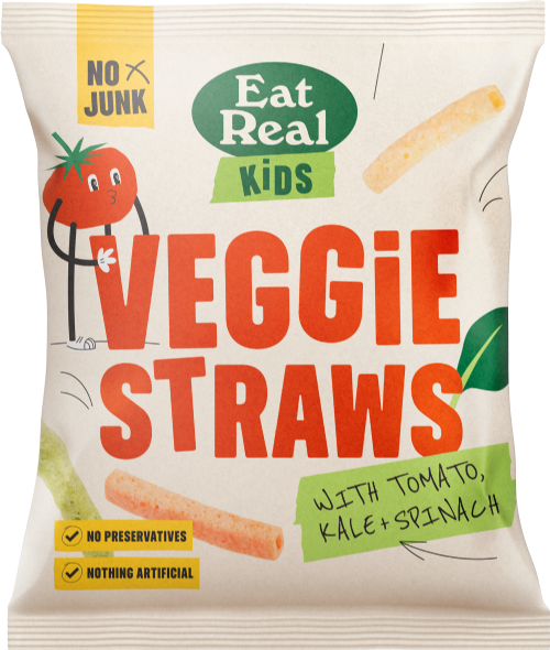 EAT REAL Kid's Veggie Straws with Kale, Tomato & Spinach 20g (Pack of 24)
