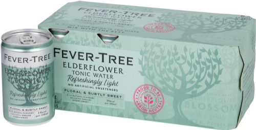 FEVER-TREE R. Light Elderflower Tonic Water - Cans (8x150ml) (Pack of 3)