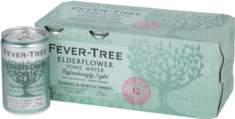 FEVER-TREE R. Light Elderflower Tonic Water - Cans (8x150ml) (Pack of 3)